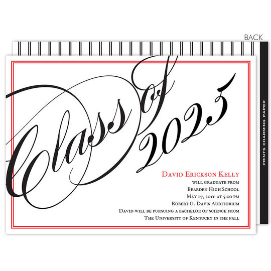 Black and Red Border Graduation Invitations